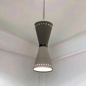 1960s Stilnovo Pendant Light: Italian Lacquered Metal MCM Lighting