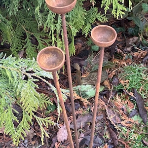 Bee cups/Water Catchers/Butterfly cups/Set of three/Extra small rain catchers / Rusty