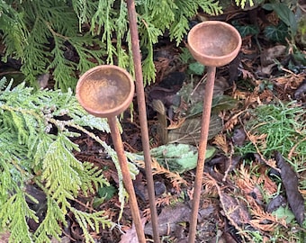 Bee cups/Water Catchers/Butterfly cups/Set of three/Extra small rain catchers / Rusty