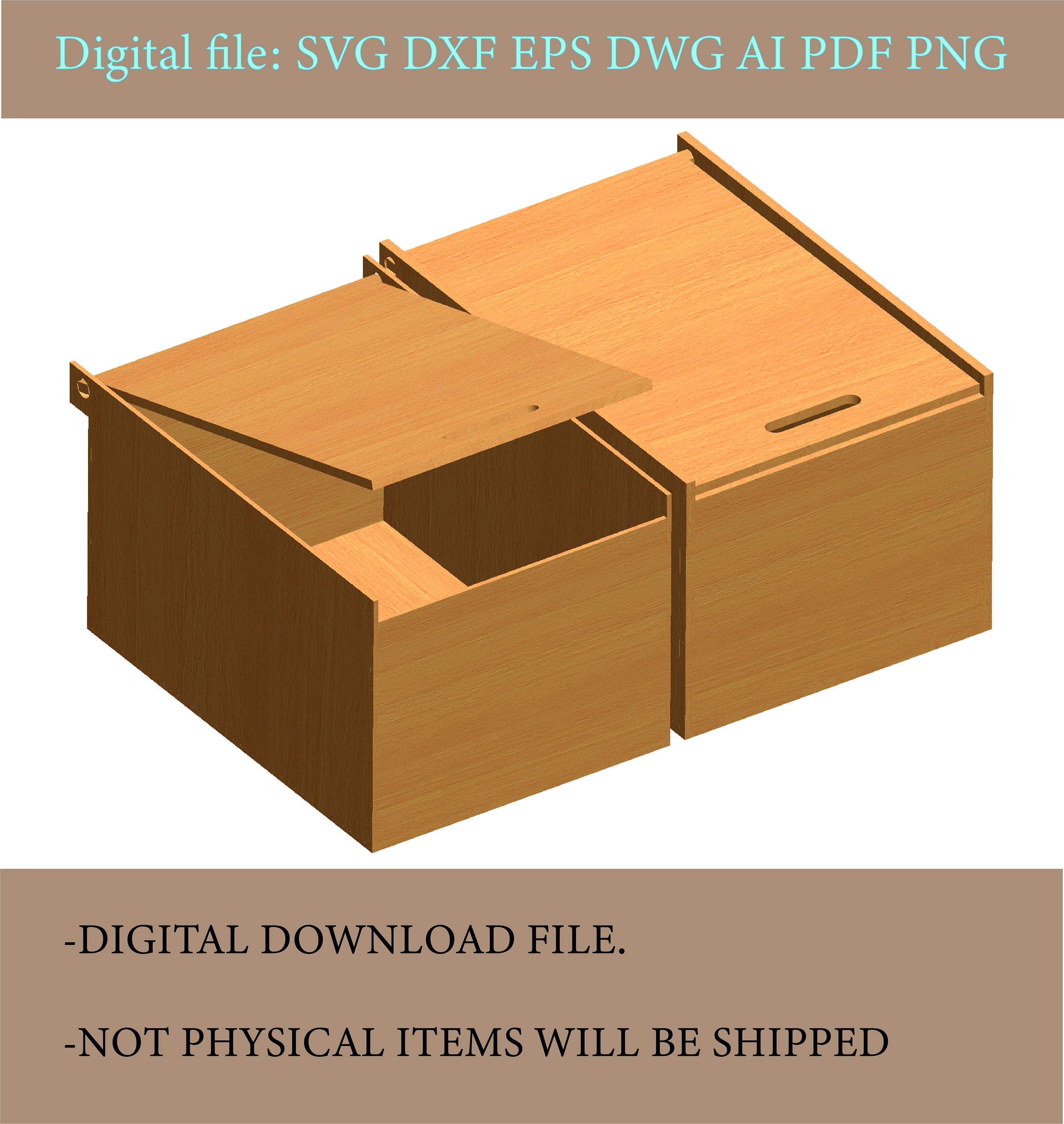 Laser Cut Storage Box, Box Template Svg, Box Svg File, Vector File for