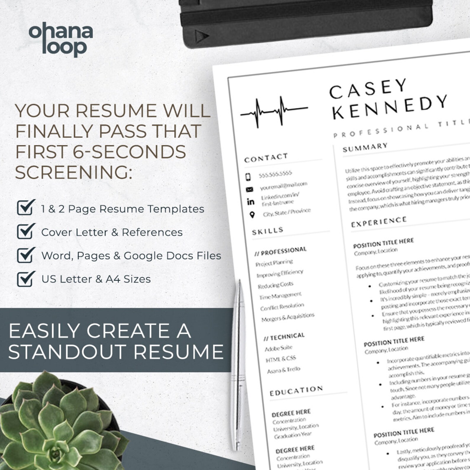 Nursing Resume Template for Google Docs, Word & Pages | Registered ...