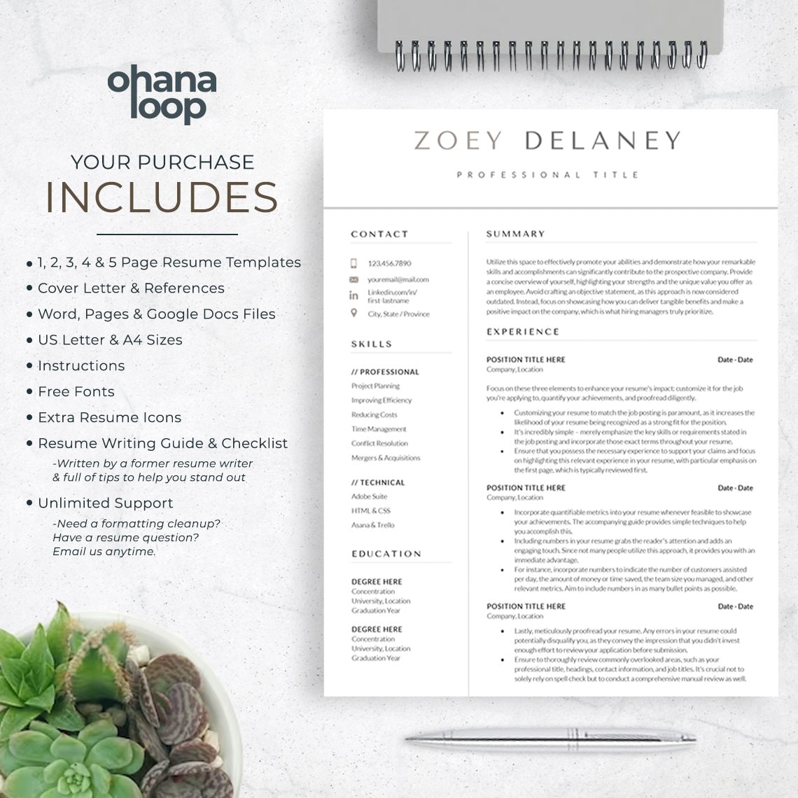 Modern Resume Template for Google Docs, Word, Apple Pages | ATS ...