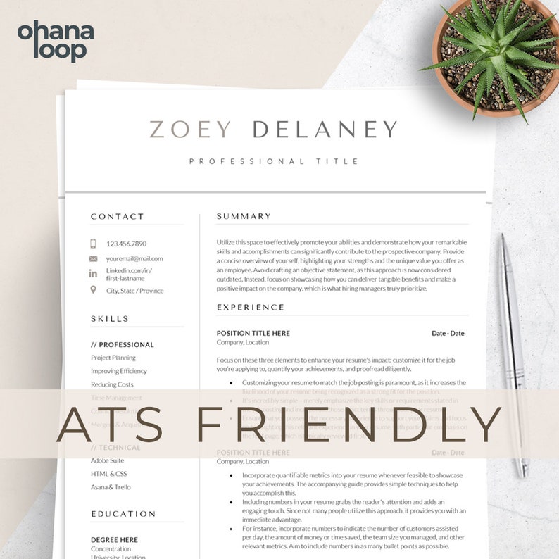 May include: A resume template with the title "ATS Friendly" in a large, bold font. The template includes sections for contact information, skills, experience, education, and a summary. The template is designed to help job seekers create a resume that is easily read by applicant tracking systems (ATS).