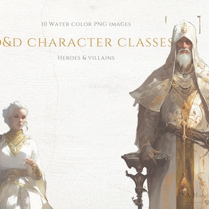 D&D Character Classes - Watercolor Digital Art (PNG+JPG) - RPG Characters - Fantasy - Digital Download