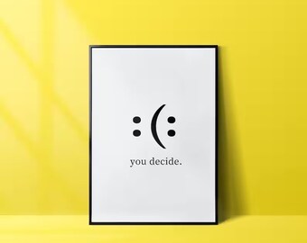 Decide Smile Home Office Wanddekor, Inspirationswandkunst, Motivationszitat Poster Druck, Wohnheimdekor, digitale große druckbare Wandkunst