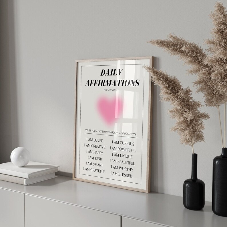 Daily Affirmations Aura Poster, Affirmation Print, Mental Health Poster ...