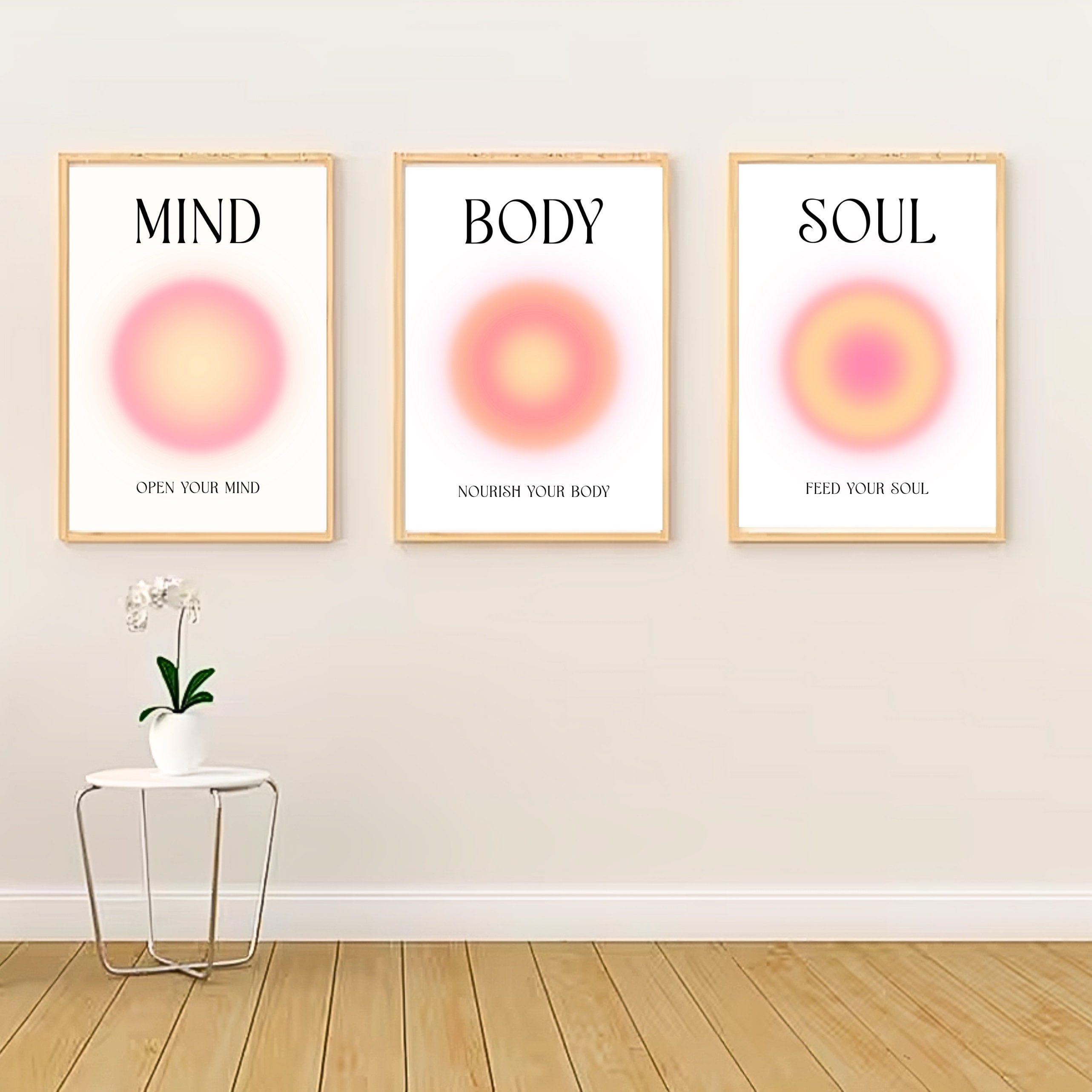 Mind Body Soul Aura Poster 3 Piece Wall Art, Aura Energy Spiritual