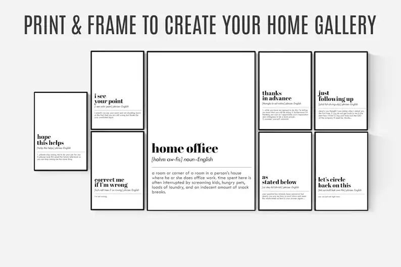 Office Wall Art Set 50 PRINTABLES Home Office Decor Mega Bundle Work