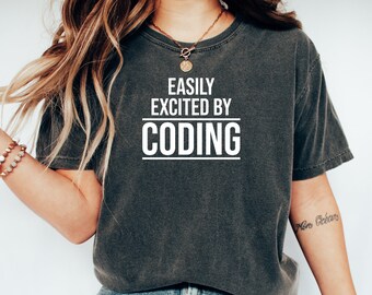 Easily Excited By Coding Shirt Clever Programmer T-Shirt Funny Computer Science Shirt for Coders Perfect for IT Professionals
