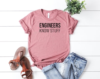 Engineers Know Stuff Shirt Funny STEM Apparel Casual Wear for Engineering Pros Graduation Gift Idea Comfortable Cotton Top