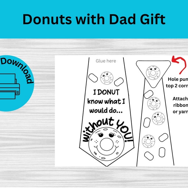 Donuts with Dad craft, Donuts with dad Tie craft, Father’s Day Tie craft