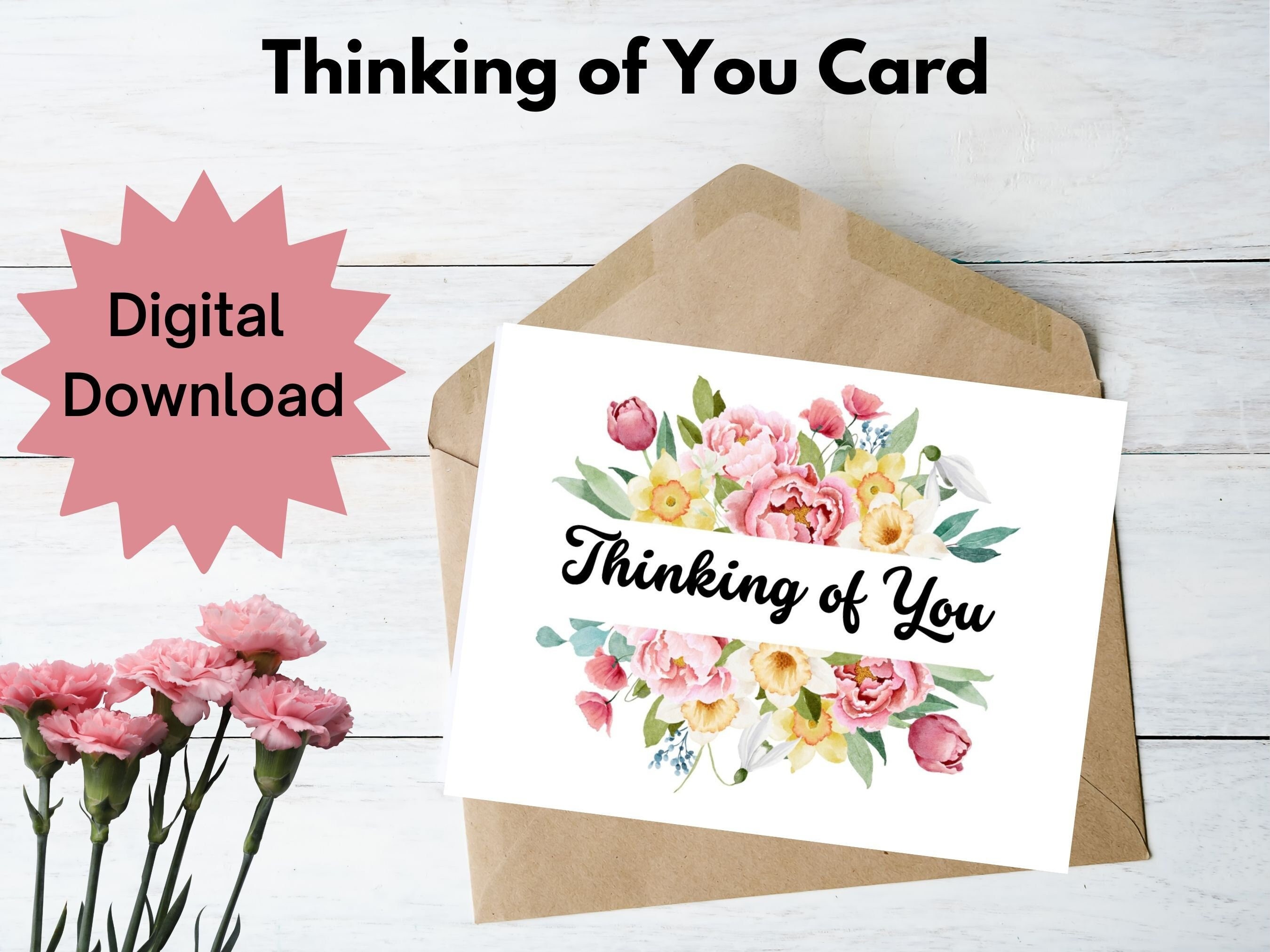 Thinking of You Card / Digital Download / Printable Greeting Card Etsy