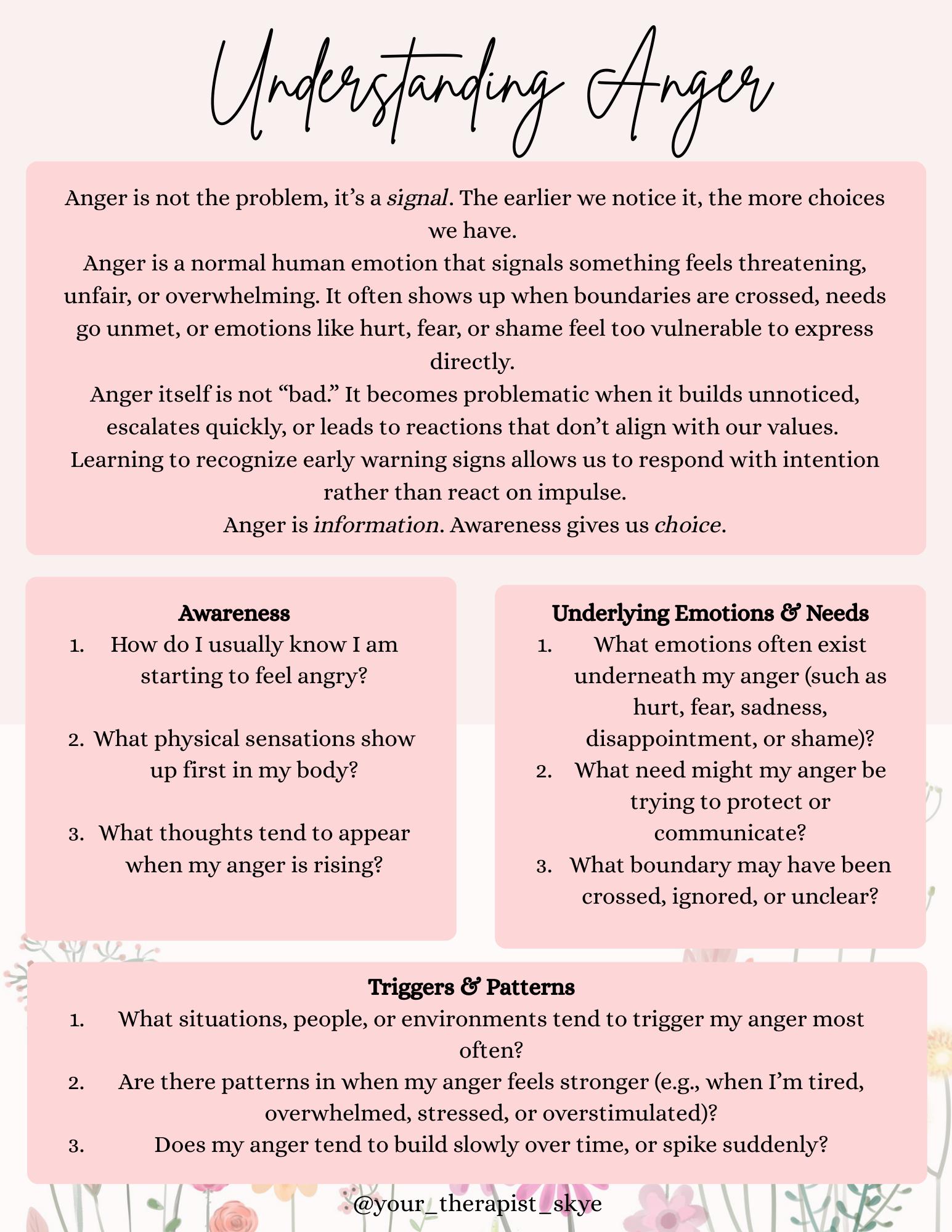 Anger Management Worksheet for Adults | Anger Triggers + Warning Signs ...