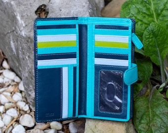 Multi-Coloured Leather Wallet for Women – RFID Ladies Purse – Handmade Calf Leather Gift from Nevaeh