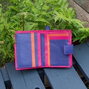 Nevaeh Berry Leather Purse – Small RFID Wallet for Women, Genuine Leather, Handmade Gift, Designer Slim Card Holder