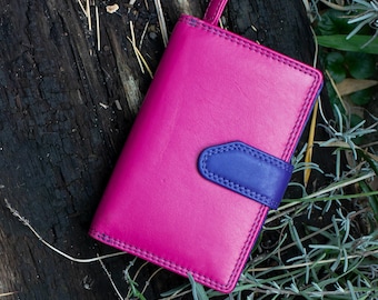 Berry Leather Bifold Wallet – Ladies RFID Purse, Gift for Her