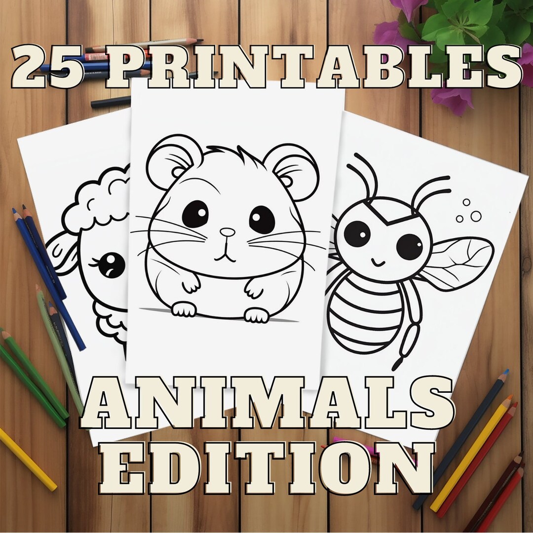 Awesome Animal Coloring Pages for Kids Cute Coloring Pages Etsy
