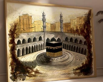 Kaaba Canvas Painting - Islamic Art, Mecca Home Decor