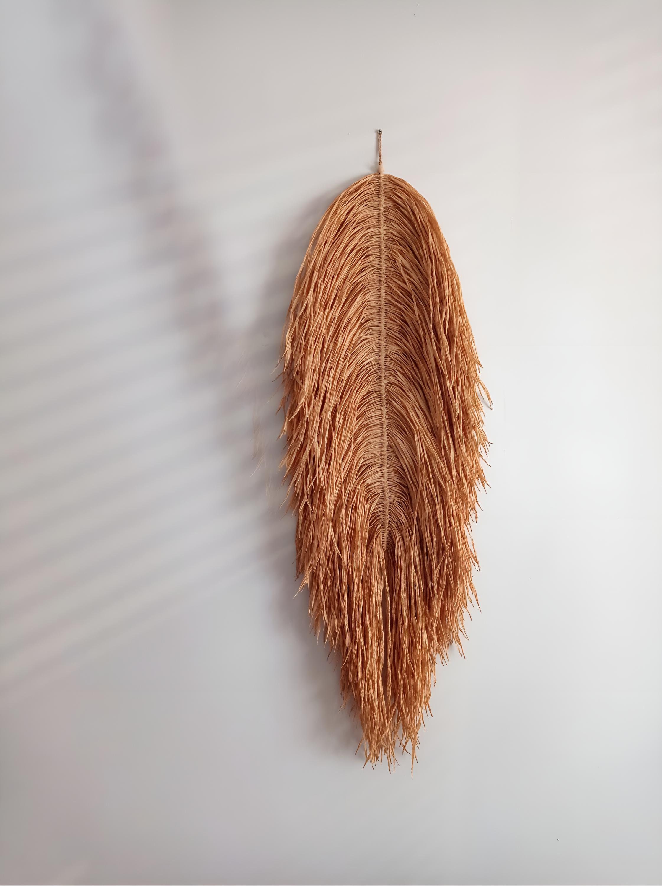 Made Rafia Handmade Raffia Wall Decor, 3 Pieces, Leaf Raffia Wall Decor, Bohemian ...