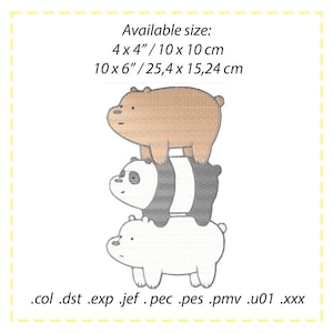 We Bare Bears, Bastidor de bordado de 4 x 4 pulg. y 6 x 10 pulg., Regalo único