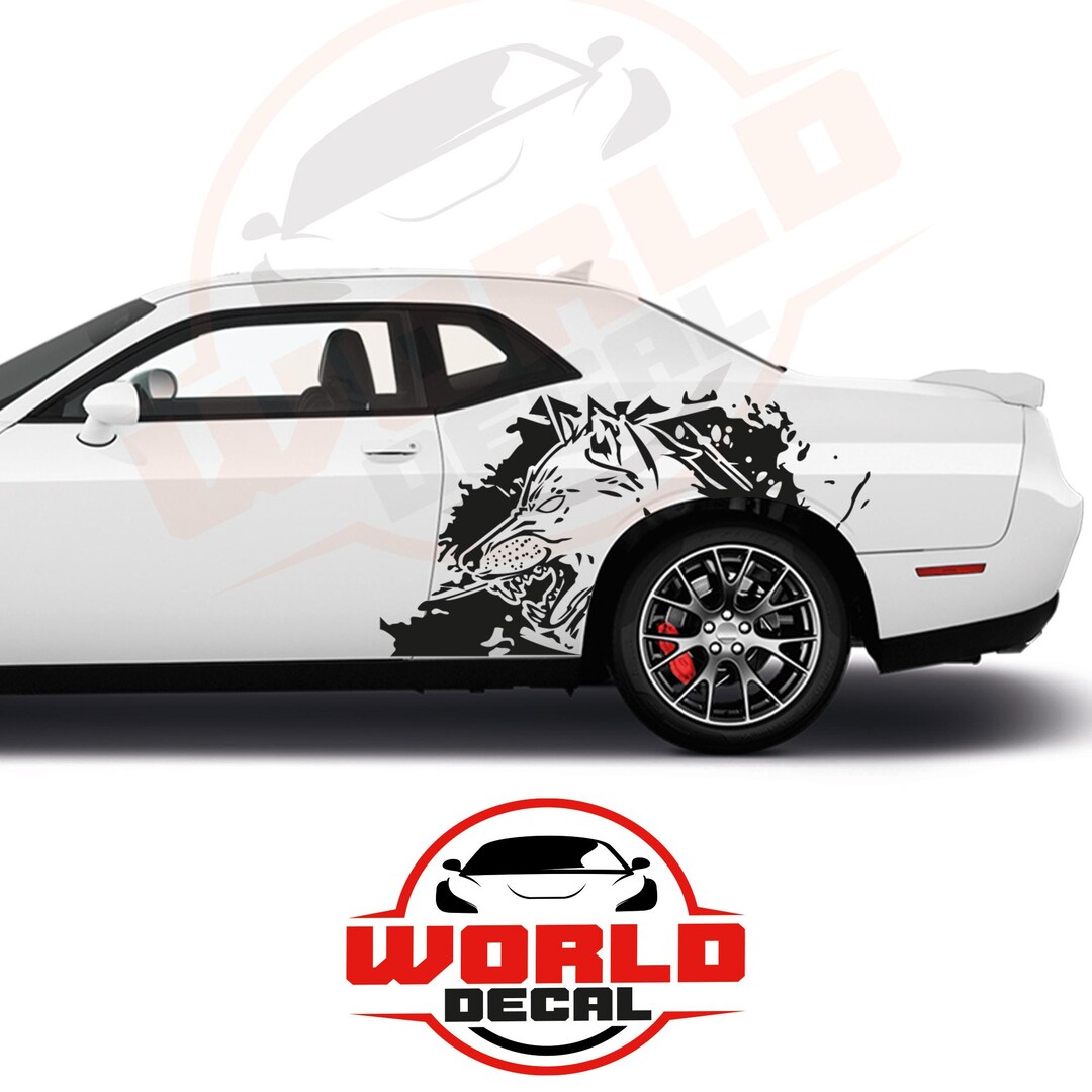 Angry Wolf Car Decal, Side Body Graphic Sticker - Etsy