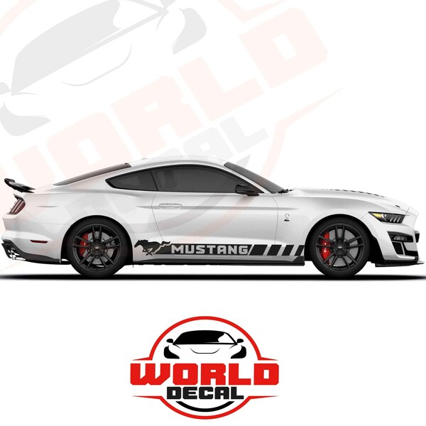 Ford Mustang Rocker Panel Door Side Stripes Decals - RQ Both Sides L And R Strip