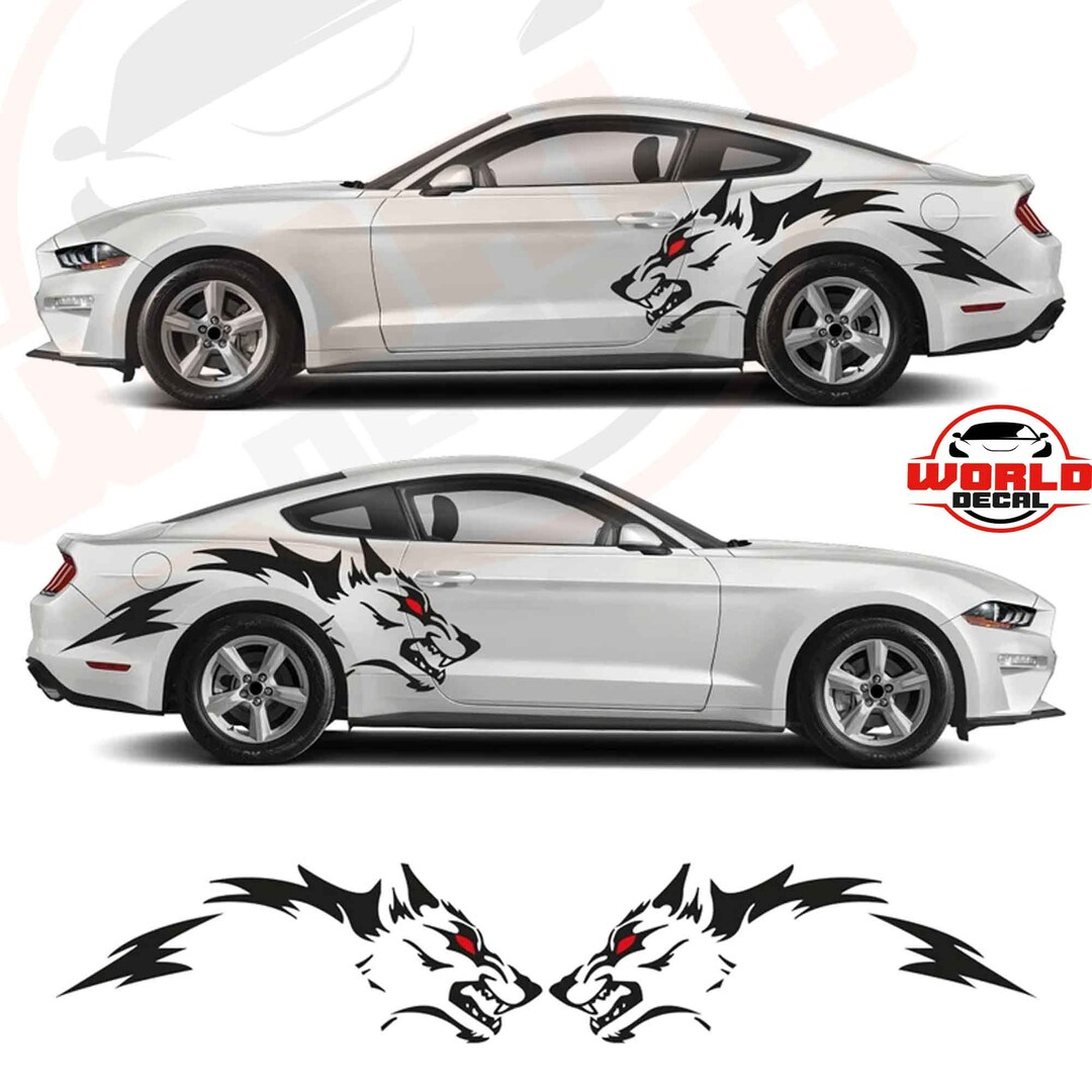 Angry Wolf Decal Wolf Decal 62 in X 23 in Special Design Decal Mustang