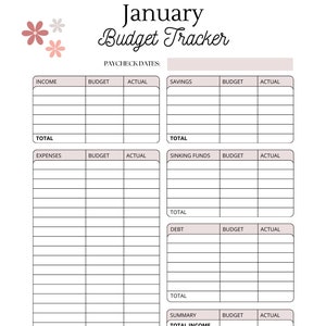 Printable 12 Month Budget Tracker