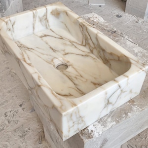 Calacatta Gold Marble Sink, Small Sink, Bathroom Sink