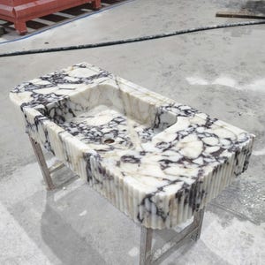 Handgefertigte Calacatta Viola Marmor Waschbecken: Luxus Badezimmer Waschtisch (18x38x15cm)
