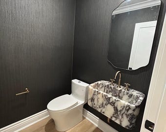 Calacatta Viola Marble Wall Mounted Bathroom Sink (16"x24"x10")