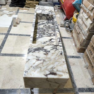 Calacatta Viola Marble Sink Wall Mounted Vanity Sink Bathroom Stone Sink Marble Vessel Sink Powder Room Sink Custom Marble Single Sink