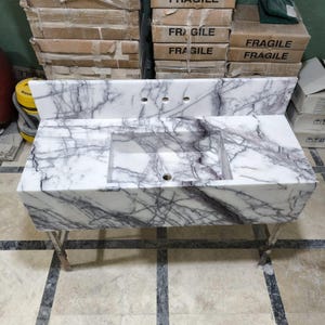 Lilac Marble Sink, Wall Mount, Marble Bathroom Sink, Powder Room Sink, Custom Vanity Top, Custom Marble Sink, Natural Stone Marble Sink