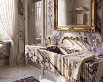 Calacatta Viola Marble Sink With Large Countertop Vanity Design