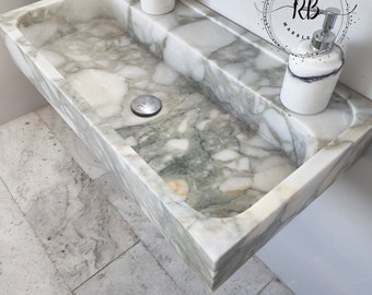 Calacatta Monet Marble Sink, Elegant Bathroom Sink, Wall Mounted Sink, Vanity Sink, Marble Stone Sink, %100 Natural Stone