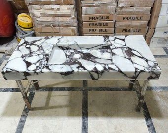 Calacatta Brown Monet Marble Sink – Wall Mounted or Vanity Stone Basin with Ramp Drain