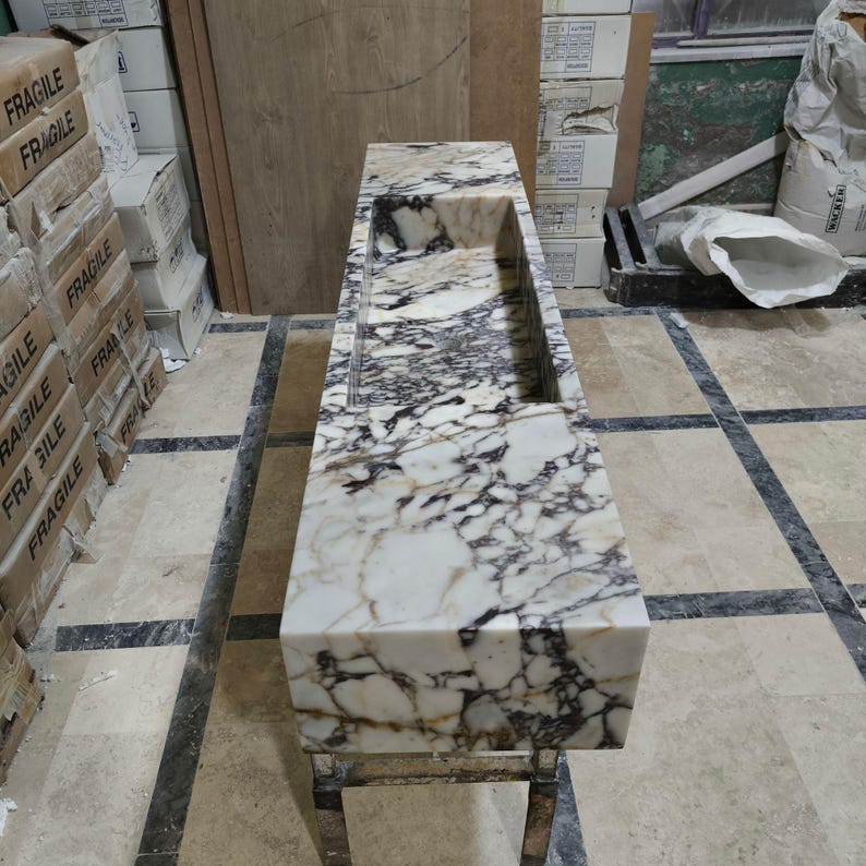 Calacatta Viola Marble Sink Wall Mounted Vanity Sink Bathroom Stone Sink
Marble Vessel Sink Powder Room Sink Custom Marble Single Sink