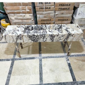Calacatta Viola Marble Sink Wall Mounted Vanity Sink Bathroom Stone Sink
Marble Vessel Sink Powder Room Sink Custom Marble Single Sink
