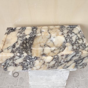 Calacatta Viola Marble Sink, Luxury Marble Sink, Bathroom Sink, Wall Mounted Sink, Powder Room Sink