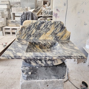 Calacatta Viola Marble Sink, Wall Mounted Bathroom Sink, Luxury Powder Room Sink, Natural Marble Sink, Stone Vessel Sink, Custom Vanity Sink