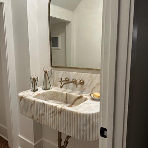 Calacatta Gold Marble Bathroom Sink: Custom Vanity, Backsplash or Wall Mount (16&quot; x30&quot;x 10&quot;)