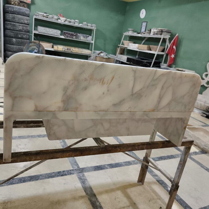 Calacatta Gold Marble Sink, Floating Sink With Backsplash, Marble Sink