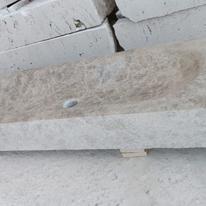 Handcrafted Tundra Gray Marble Vessel Sink: Modern Bathroom Basin, 47&quot;