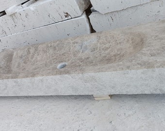Handgefertigter grauer Marmor Waschbecken: Modernes Waschbecken, 120 cm