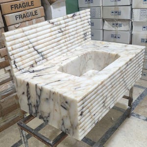 Calacatta Gold Viola Marble Sink, Wall Mounted Vanity Sink, Bathroom Stone Sink, Marble Vessel Sink Powder Room Sink, Custom Marble Sink