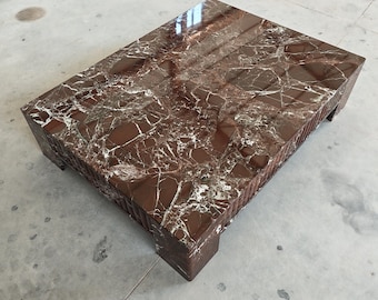 Rosso Levanto Marble Coffee Table Handmade Luxury Natural Stone Center Table