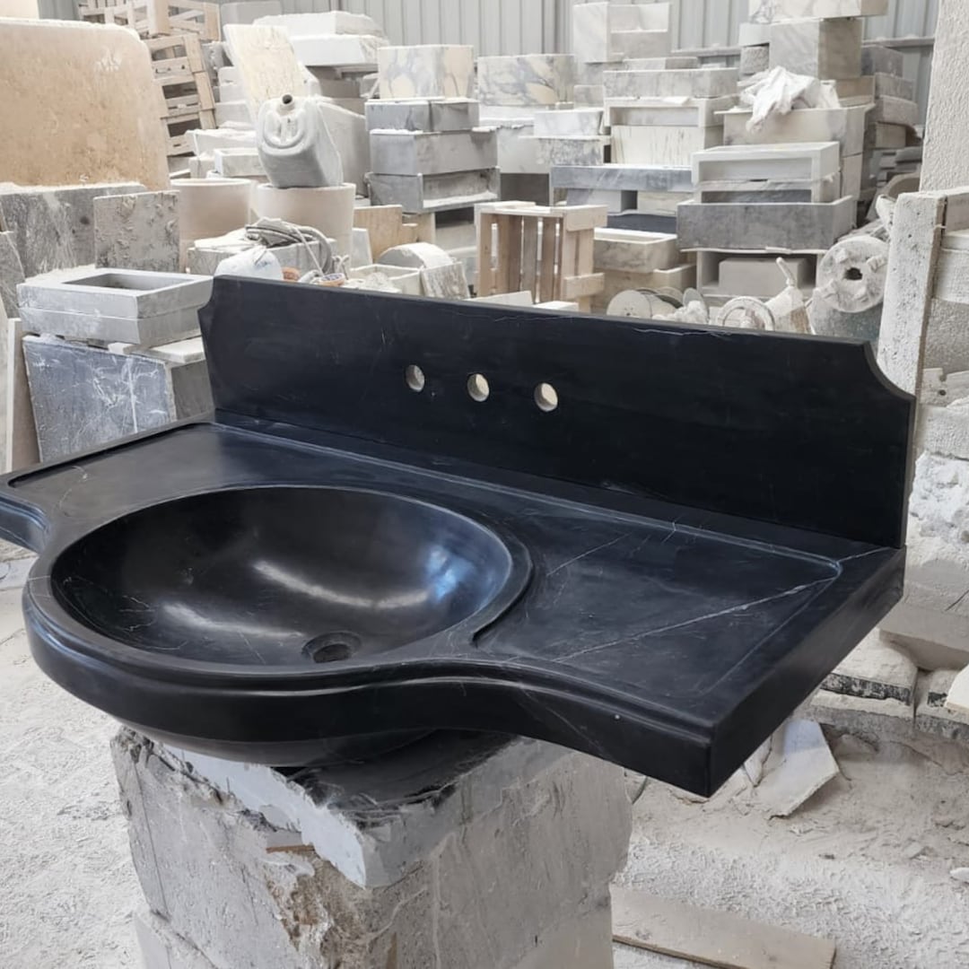 Marble Sink, Black Marble Sink, Nero Marquina Sink, Wall Mounted Sink