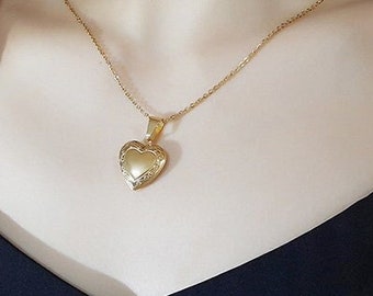 Collares personalizados con nombre de imagen para mujer, colgante con medallón de corazón, medallón personalizado grabado antiguo