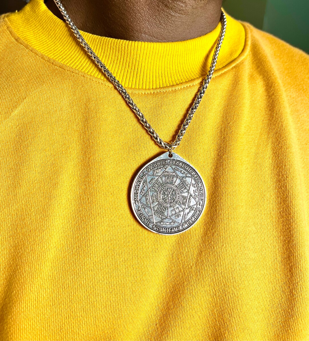 Seal of the Seven Archangels Necklace for Men Vintage Solomon Talisman