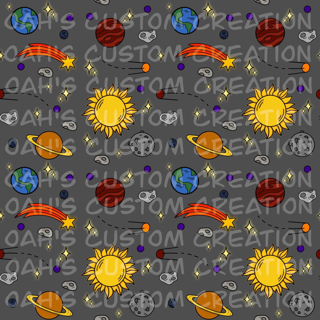 Space Seamless Pattern PNG | Planets, Stars, Comets (digital Download ...